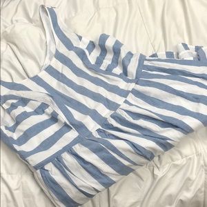 Blue and white striped dress